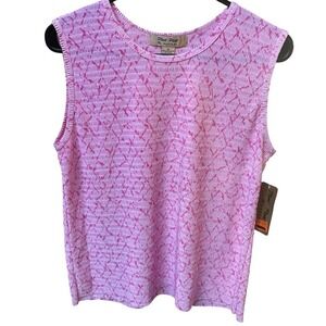 Y2K STRETCHY PINK TOP by Rafael Pink Textured Knit Sleeveless NWT Women's‎ M